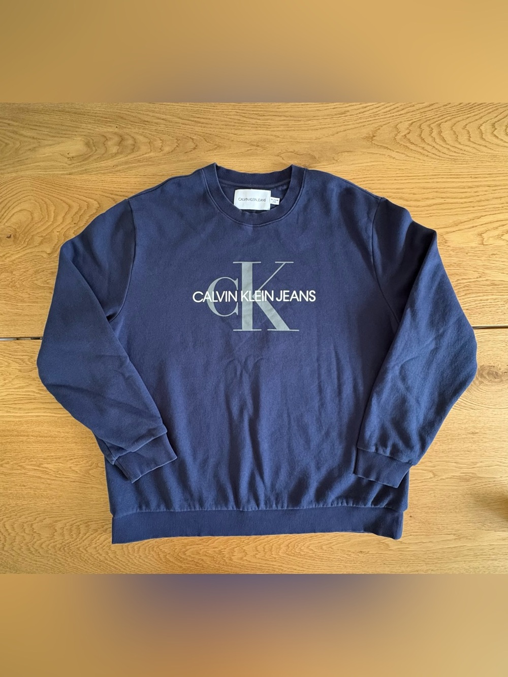 Calvin Klein Jeans Mens XXL Blue Monogram Logo Graphic Crewneck Sweatshirt